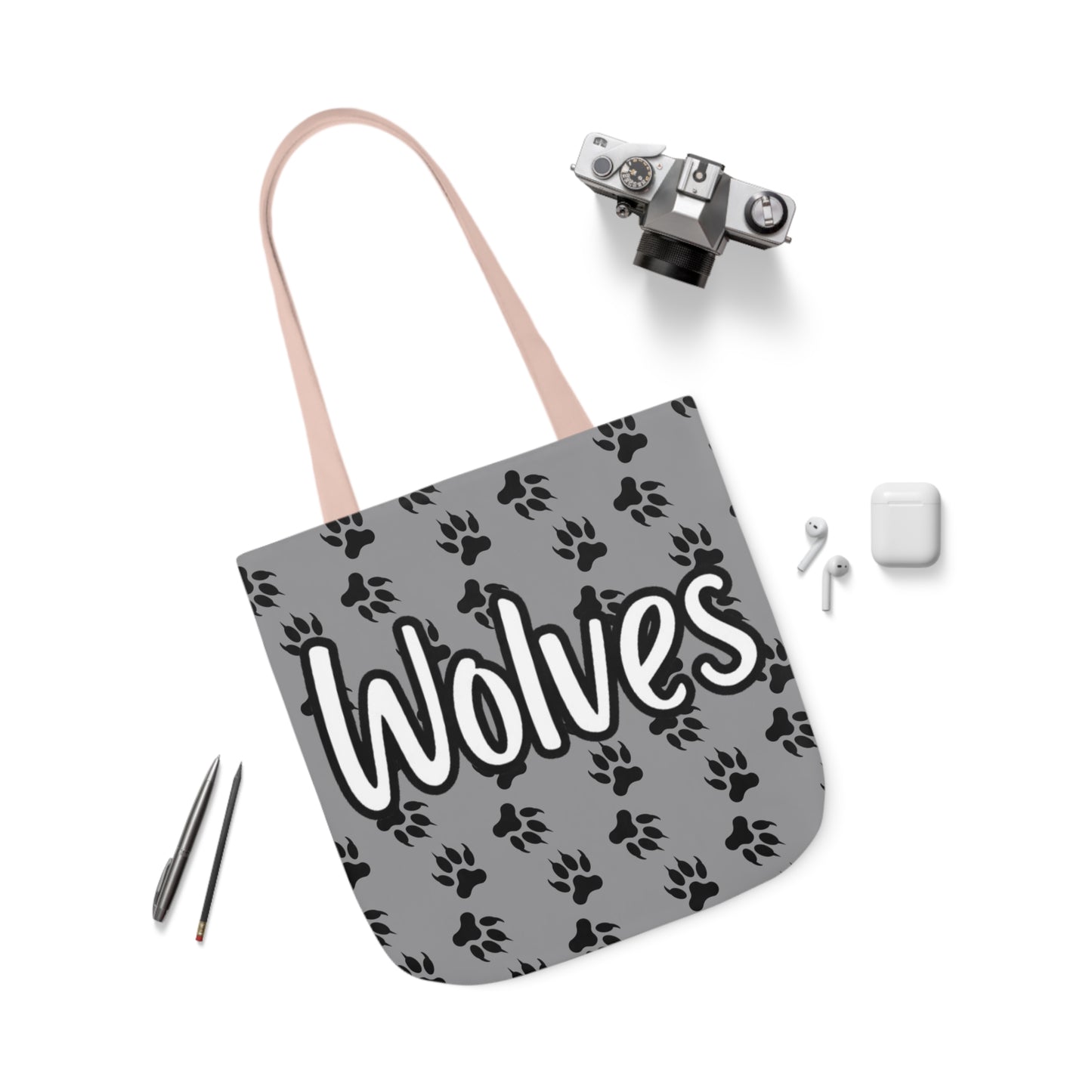 Sports Team Gray Canvas Tote Bag, 5-Color Straps - Wolves