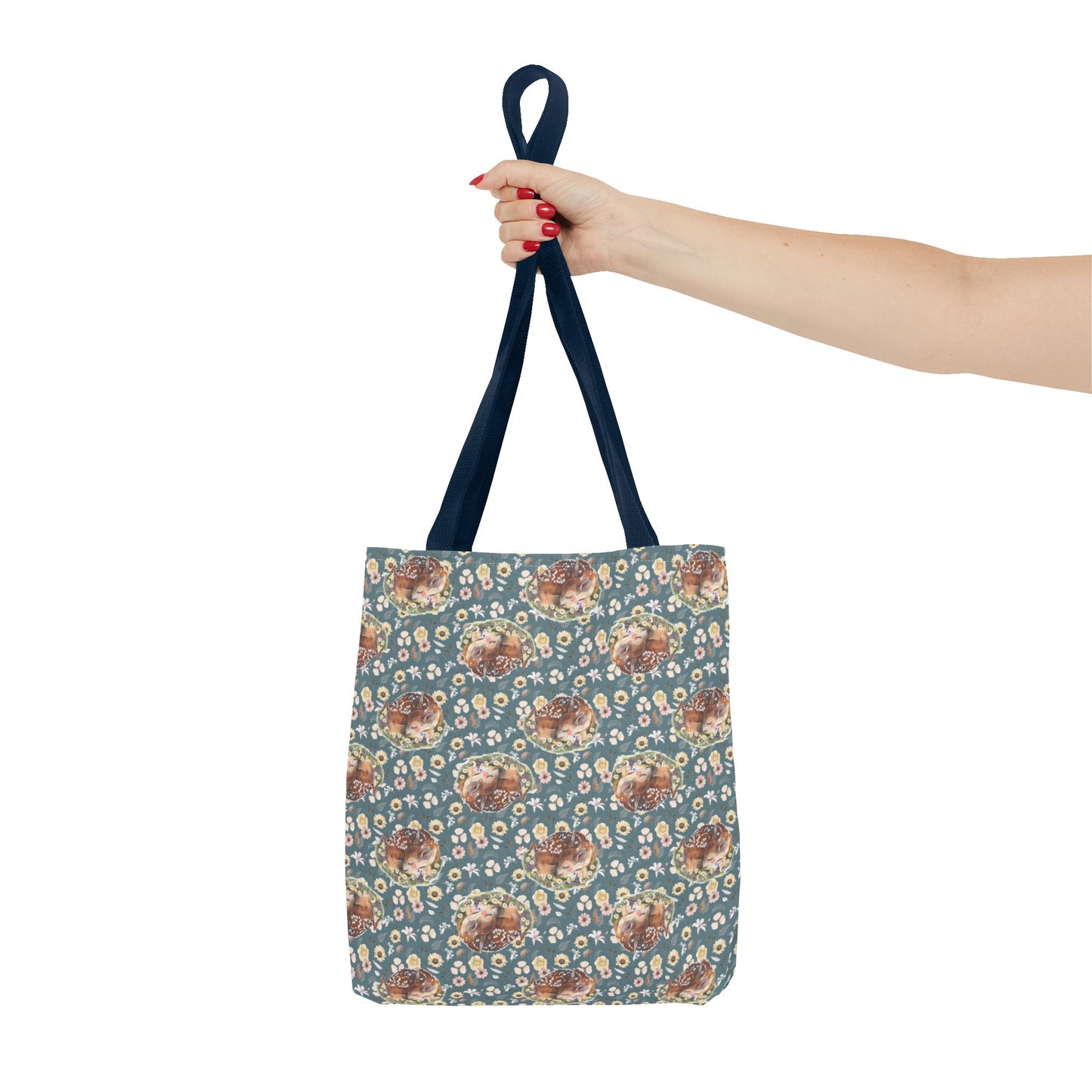 Tote Bag - Turquoise Flowers and Fawns