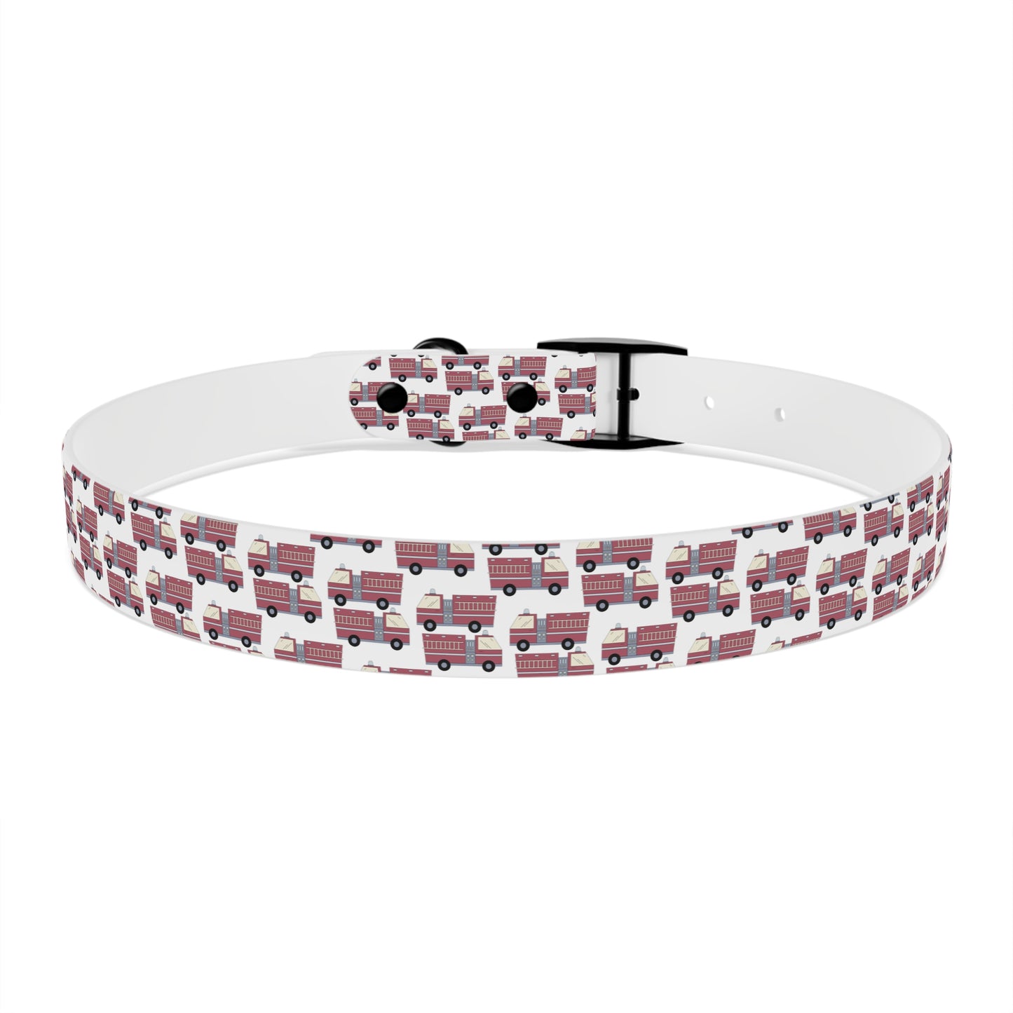 Dog Collar - Fire Trucks - White