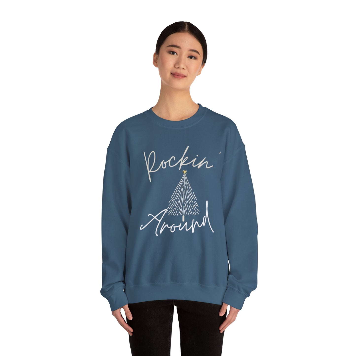 Festive Unisex Crewneck Sweatshirt - Rockin Around White