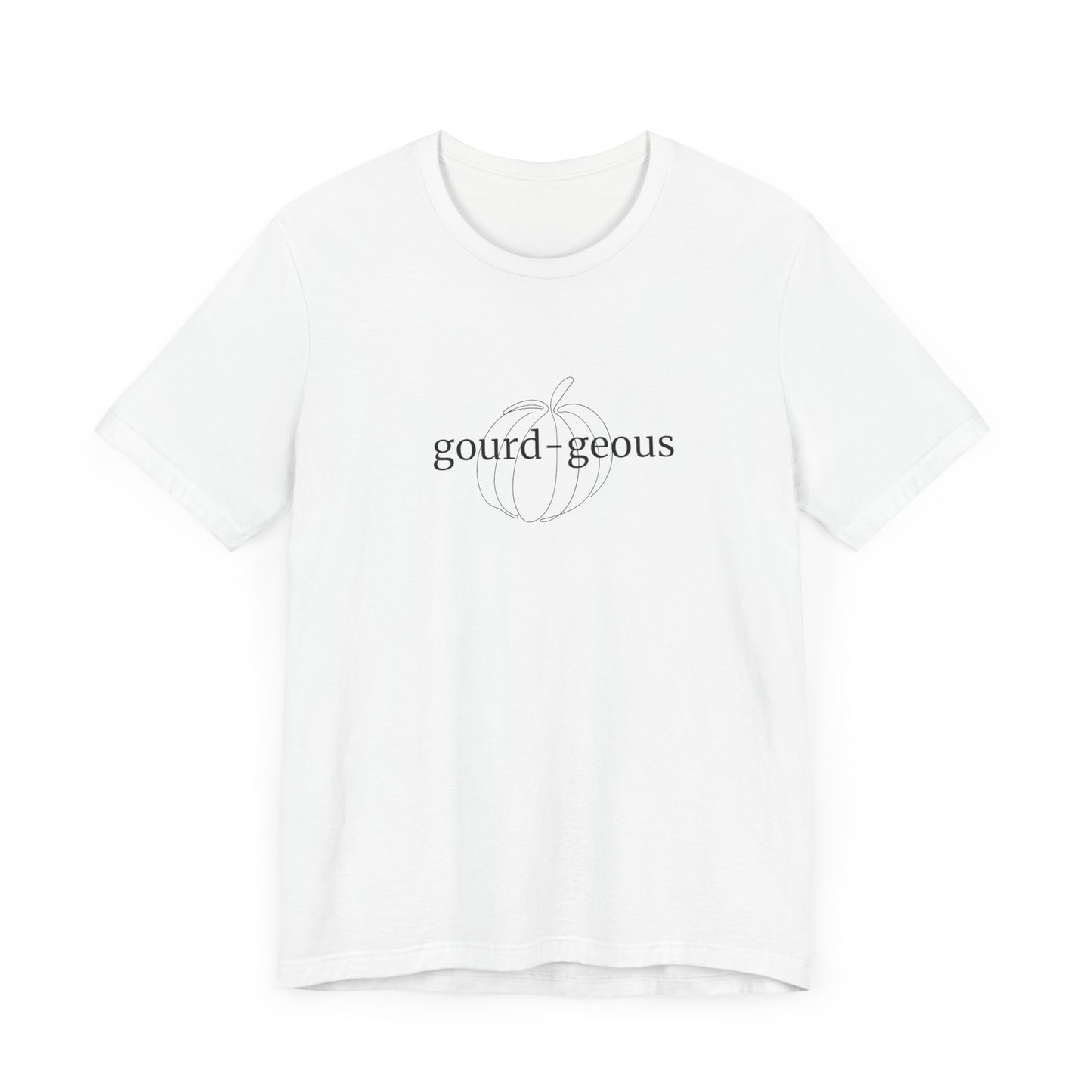 Fall/Halloween Unisex Jersey Short Sleeve Tee - Black "Gourd-geous" Pun