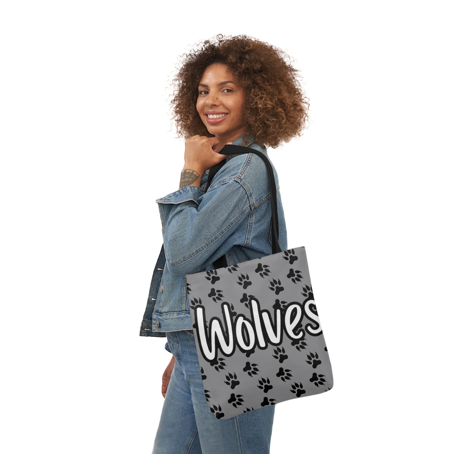 Sports Team Gray Canvas Tote Bag, 5-Color Straps - Wolves