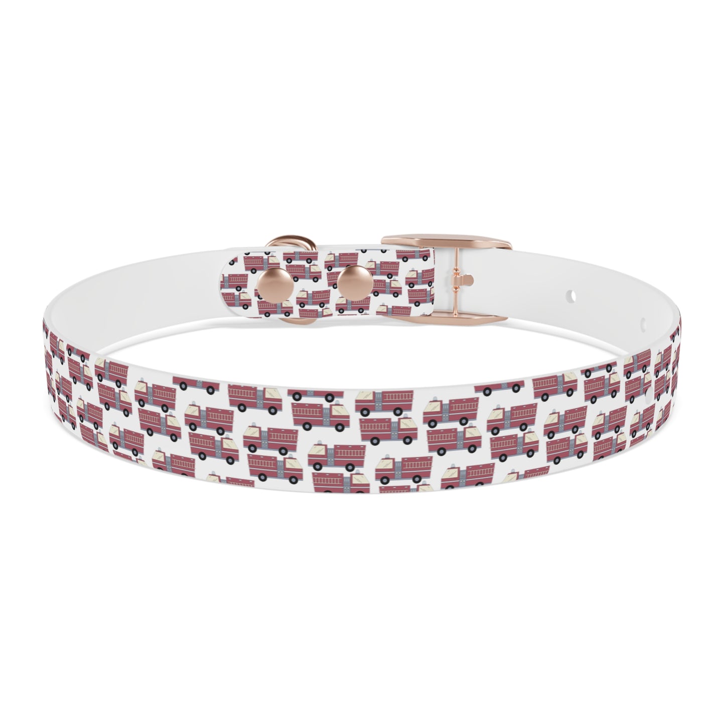 Dog Collar - Fire Trucks - White