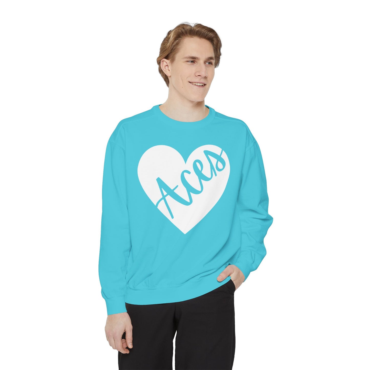 Generic Team Unisex Aqua Crewneck Sweatshirt - Aces