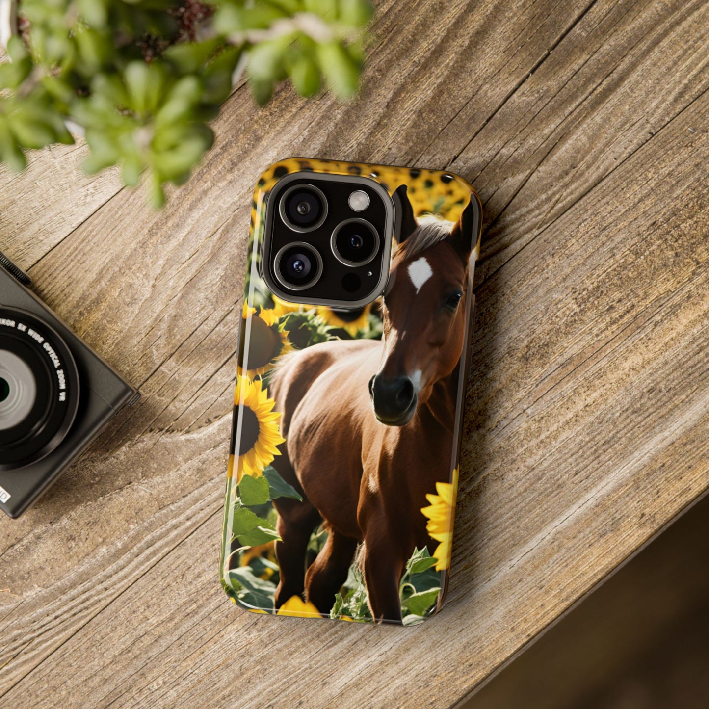 Phone Case - Impact-Resistant - Horse Sunflowers 2