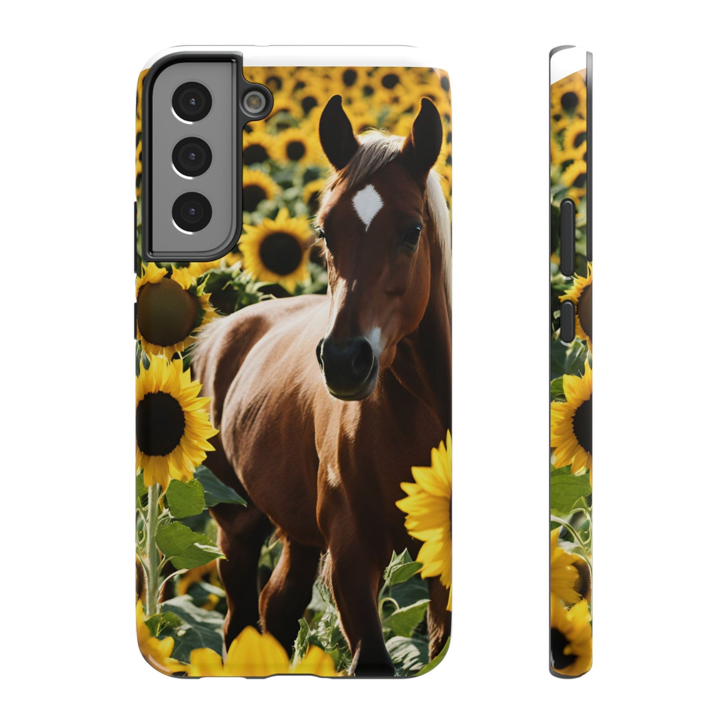 Phone Case - Impact-Resistant - Horse Sunflowers 2