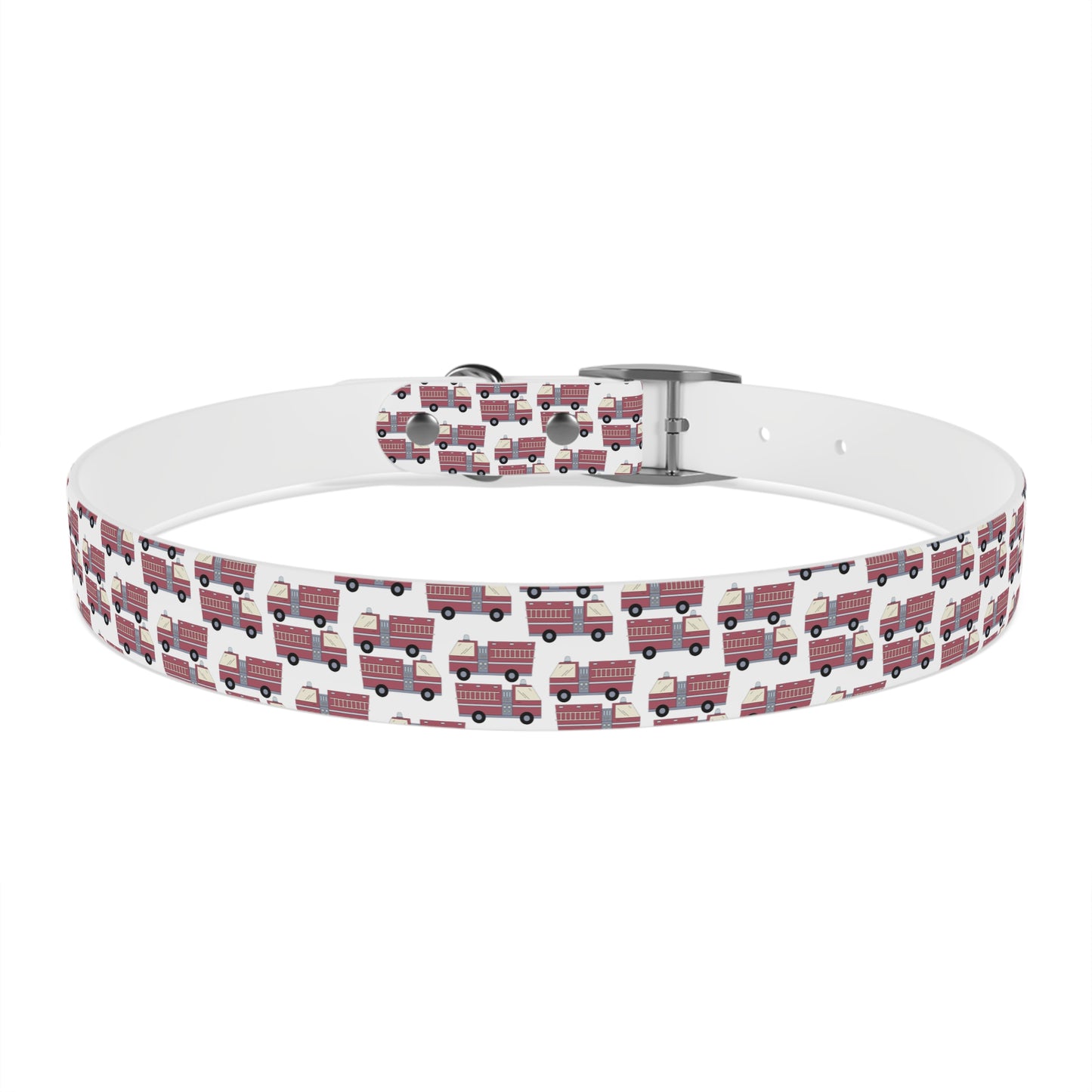 Dog Collar - Fire Trucks - White