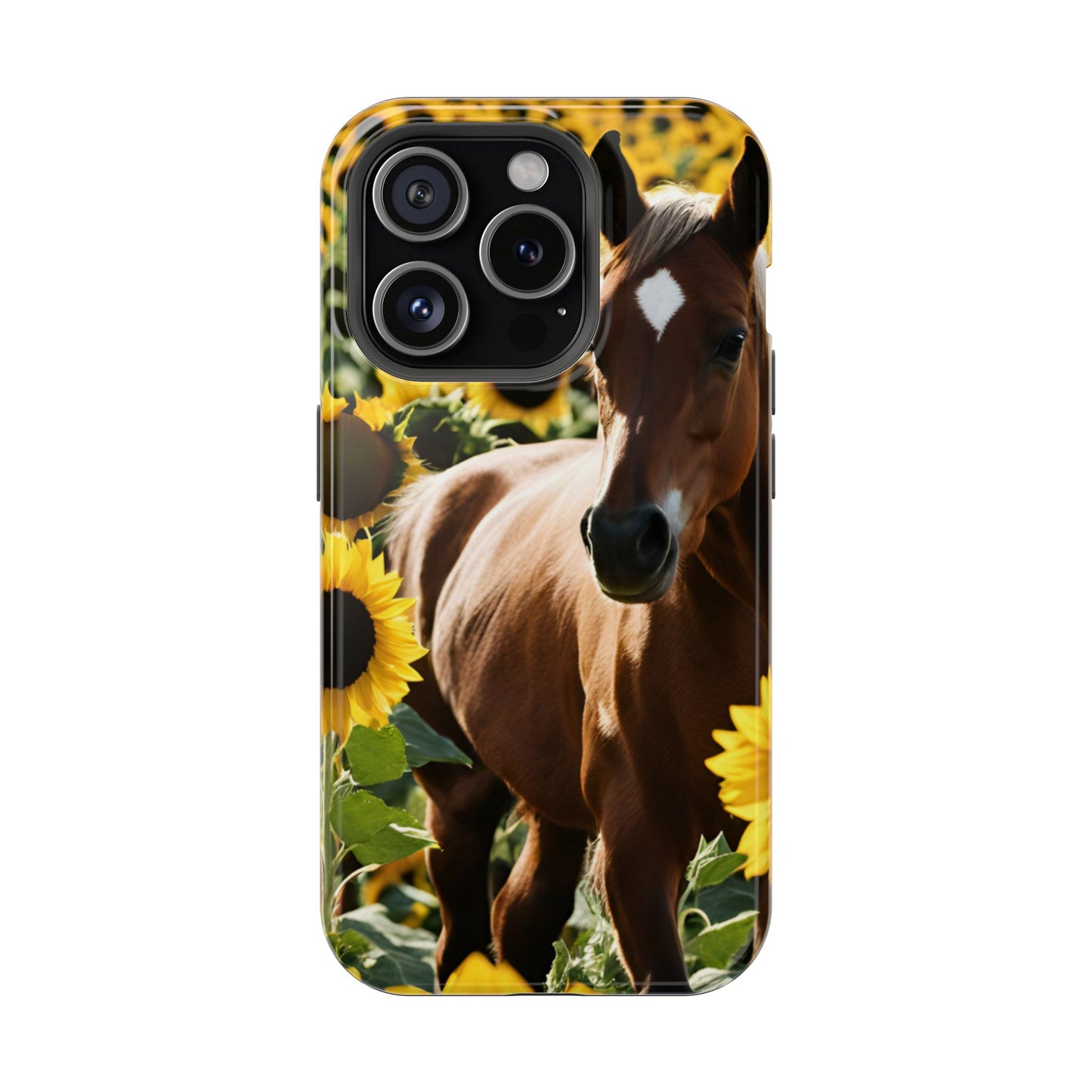 Phone Case - Impact-Resistant - Horse Sunflowers 2