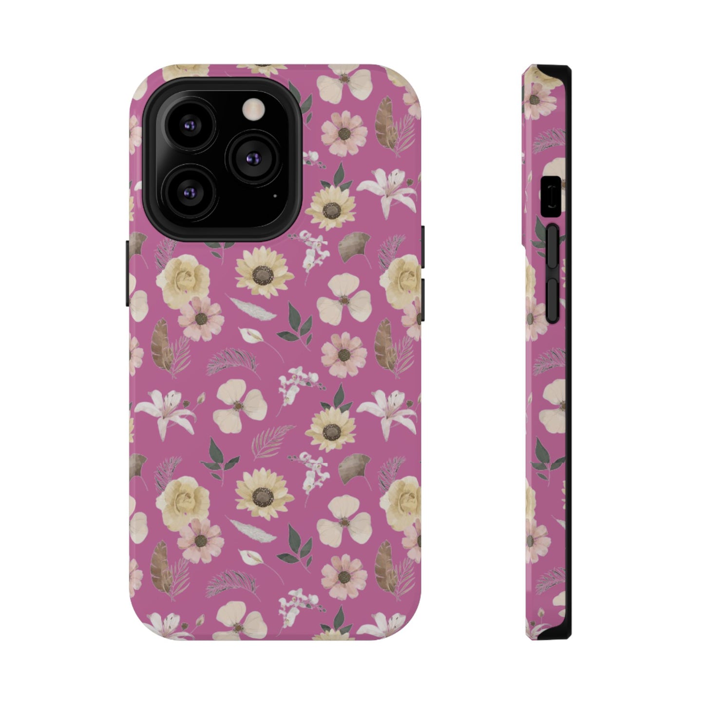 Phone Case - Impact-Resistant - Flower Child Multi & Pink