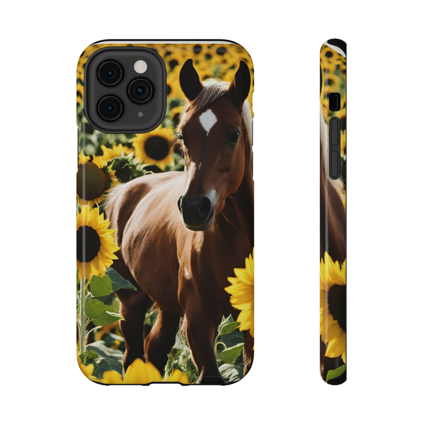 Phone Case - Impact-Resistant - Horse Sunflowers 2