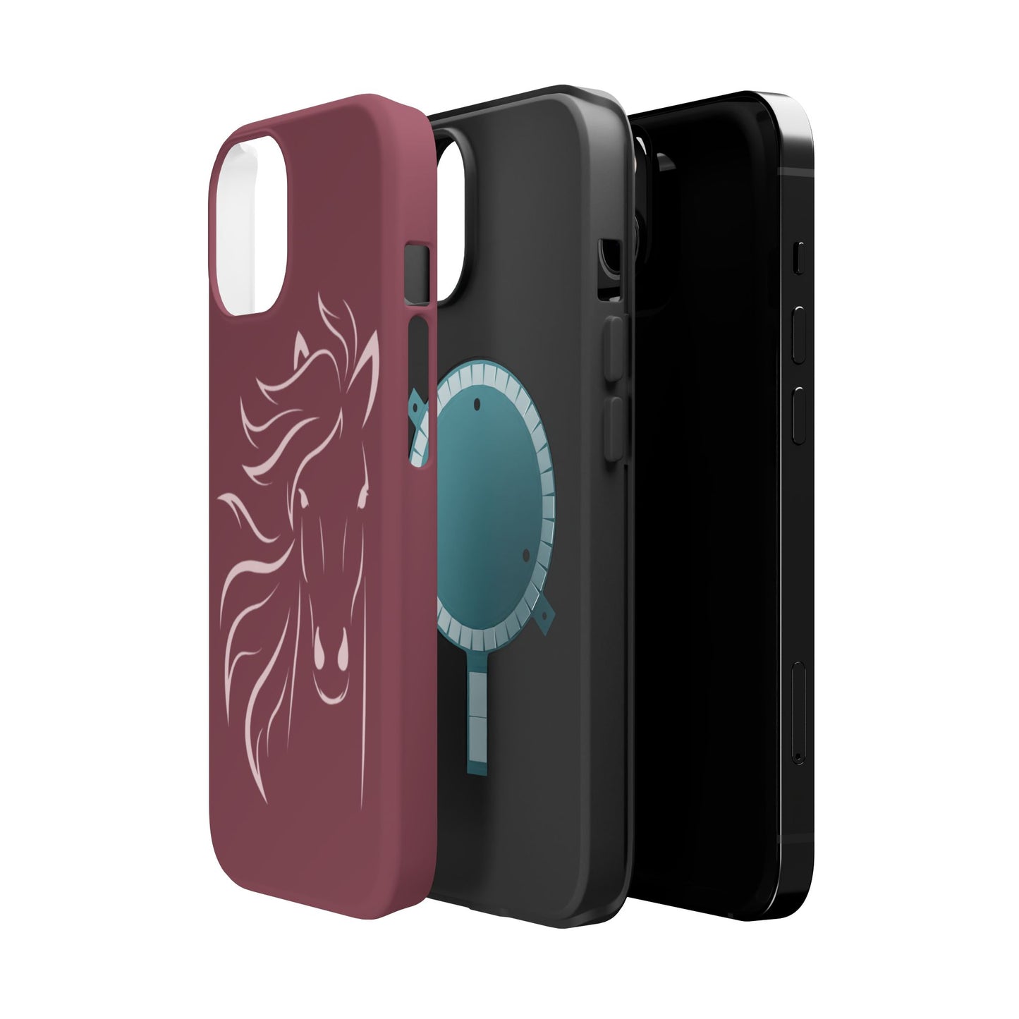 Phone - Magnetic Tough Cases - Pink Horse Outline