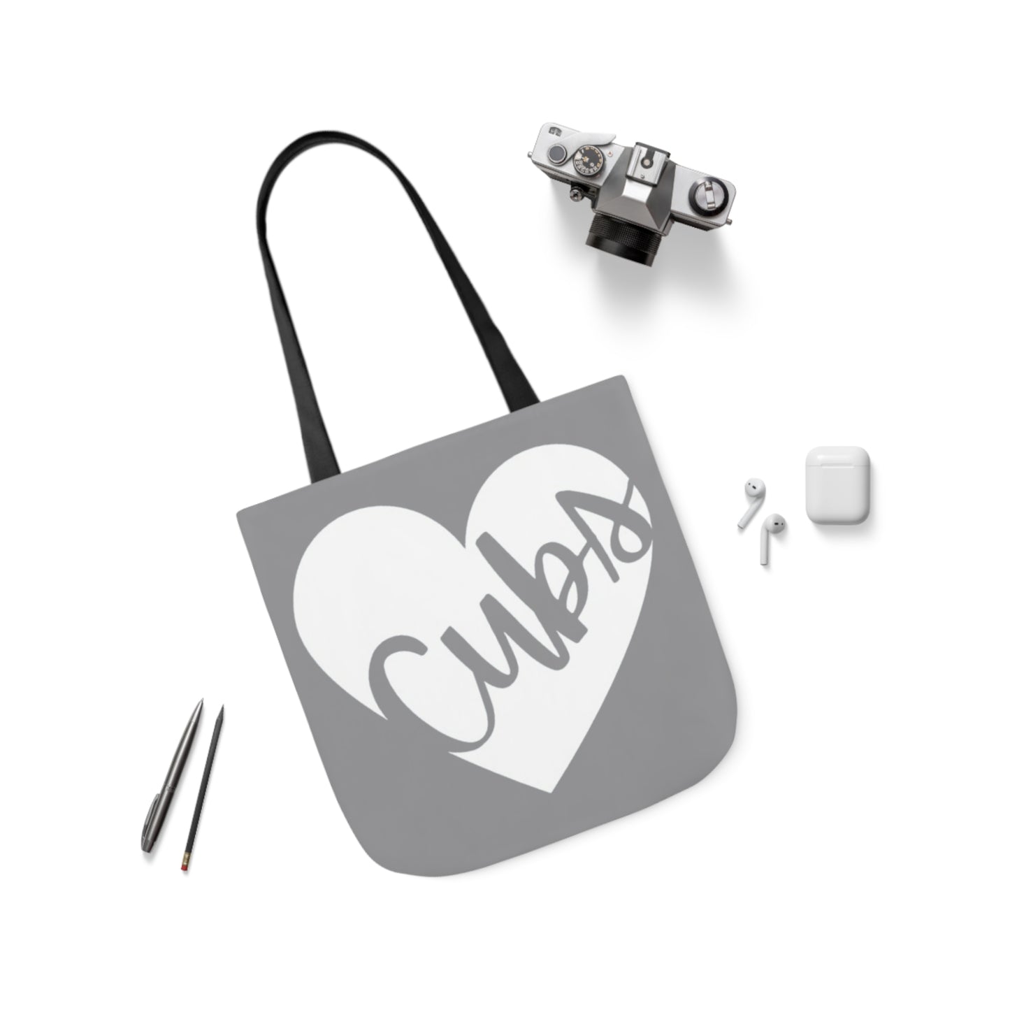 Generic Team Grey Canvas Tote Bag, 5-Color Straps - Cubs