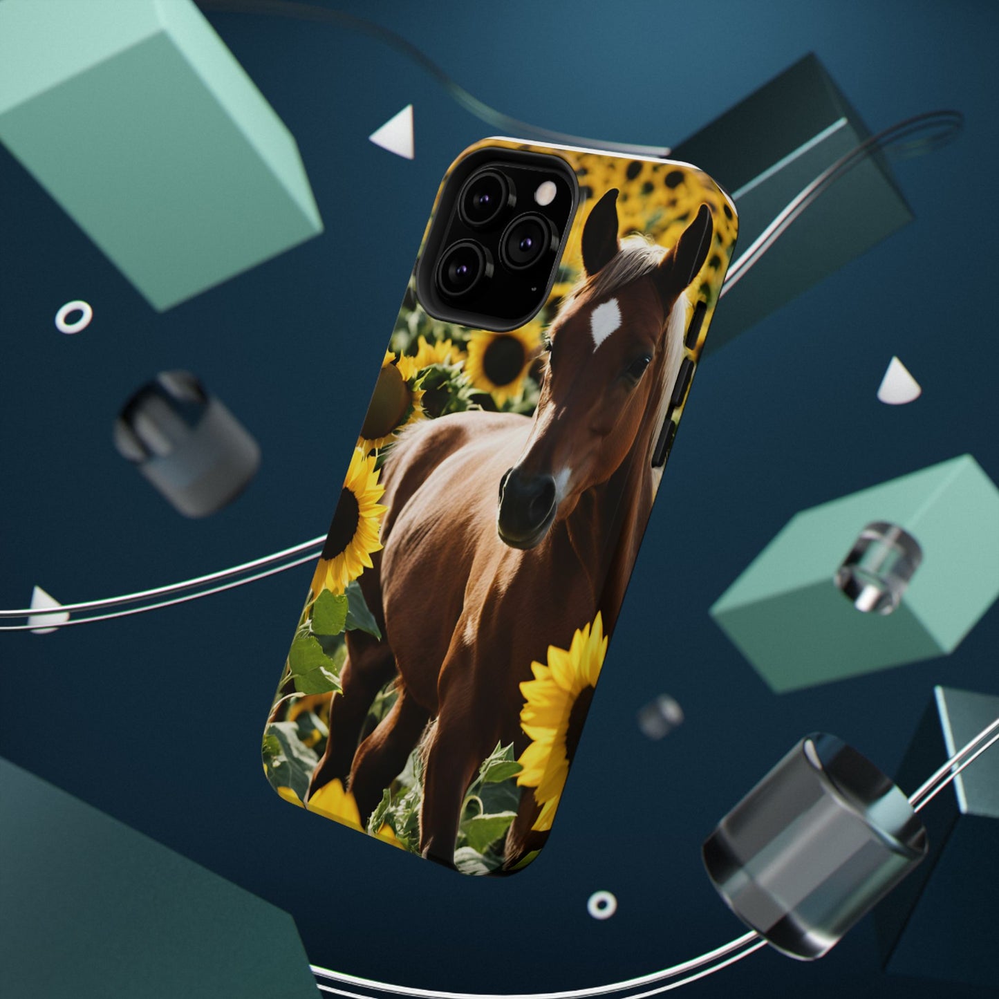 Phone Case - Impact-Resistant - Horse Sunflowers 2