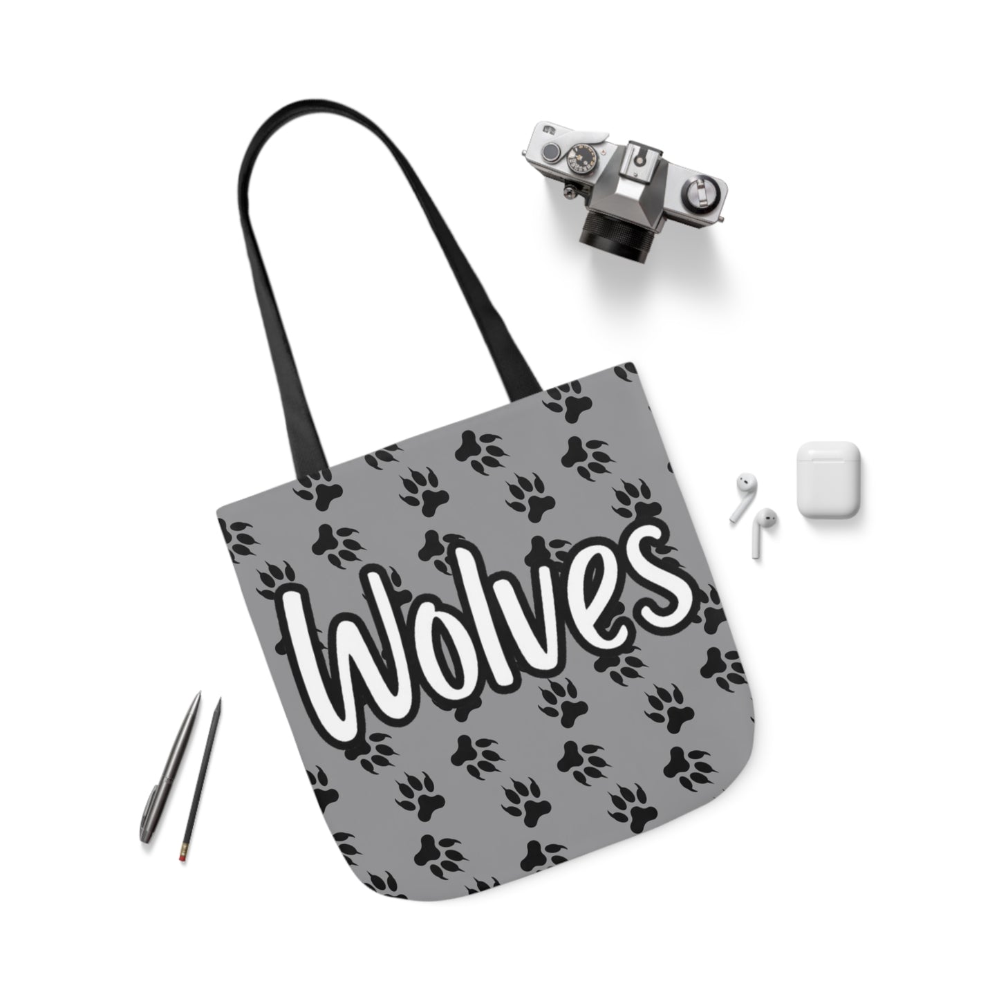 Sports Team Gray Canvas Tote Bag, 5-Color Straps - Wolves