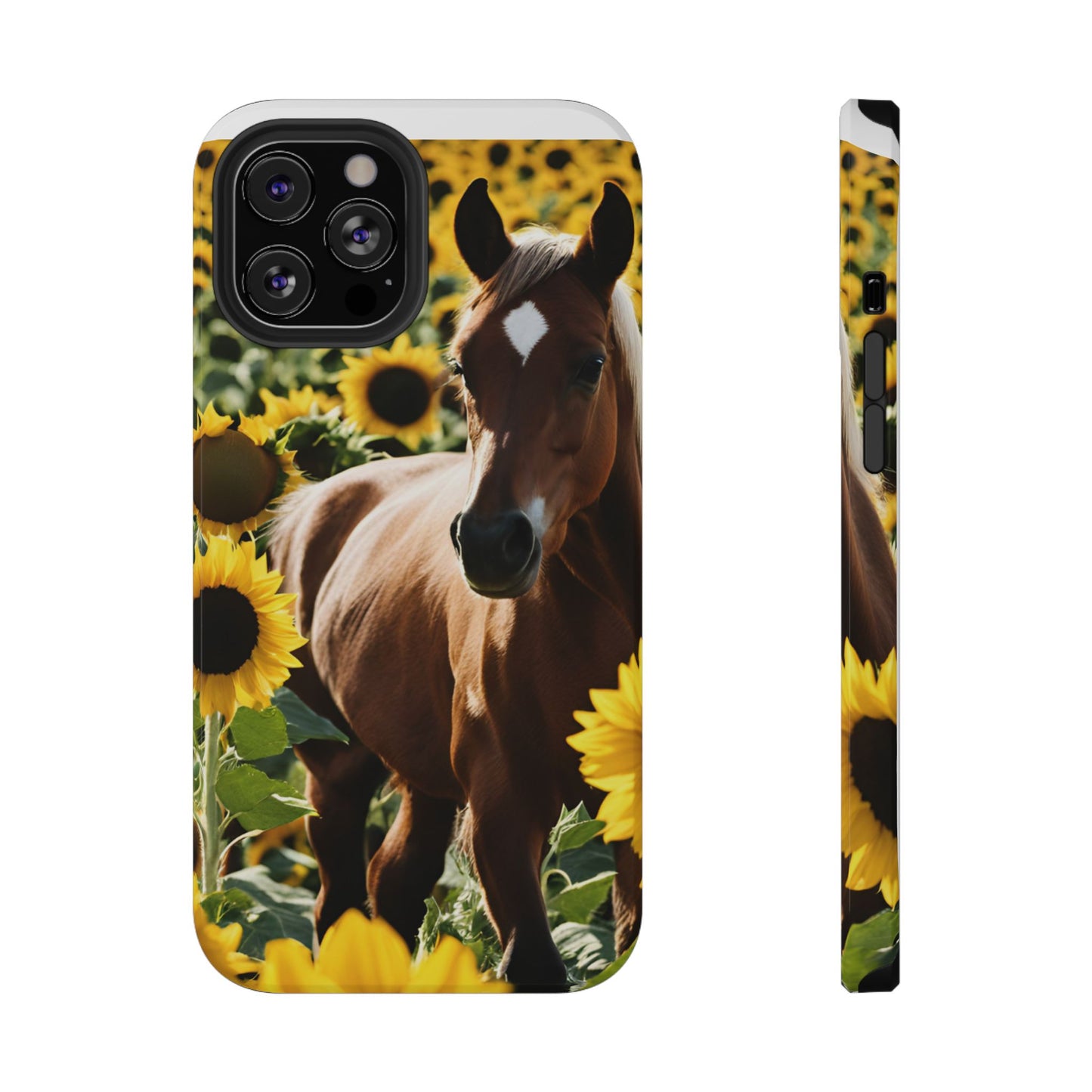 Phone Case - Impact-Resistant - Horse Sunflowers 2