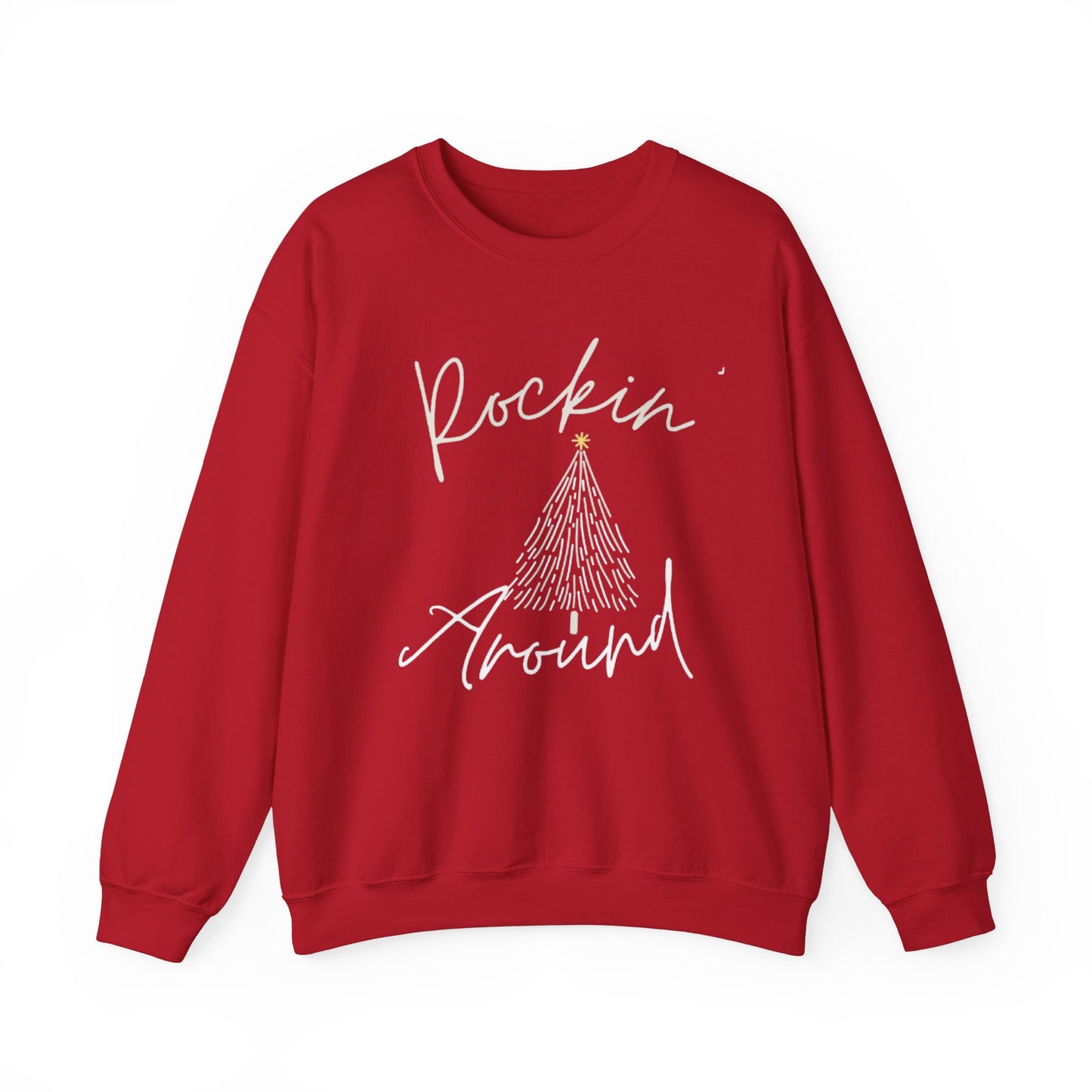 Festive Unisex Crewneck Sweatshirt - Rockin Around White