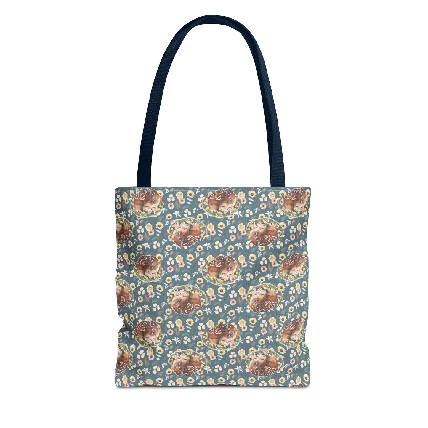 Tote Bag - Turquoise Flowers and Fawns