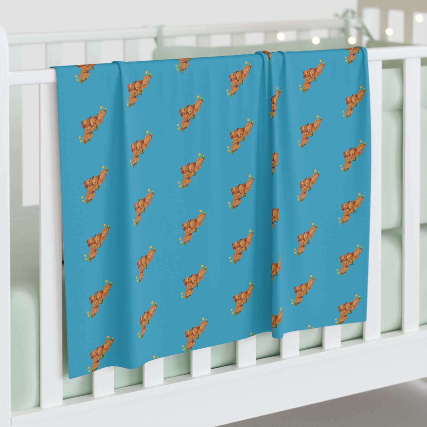 Mountain Baby Swaddle Blanket - Turquoise Twin Bears