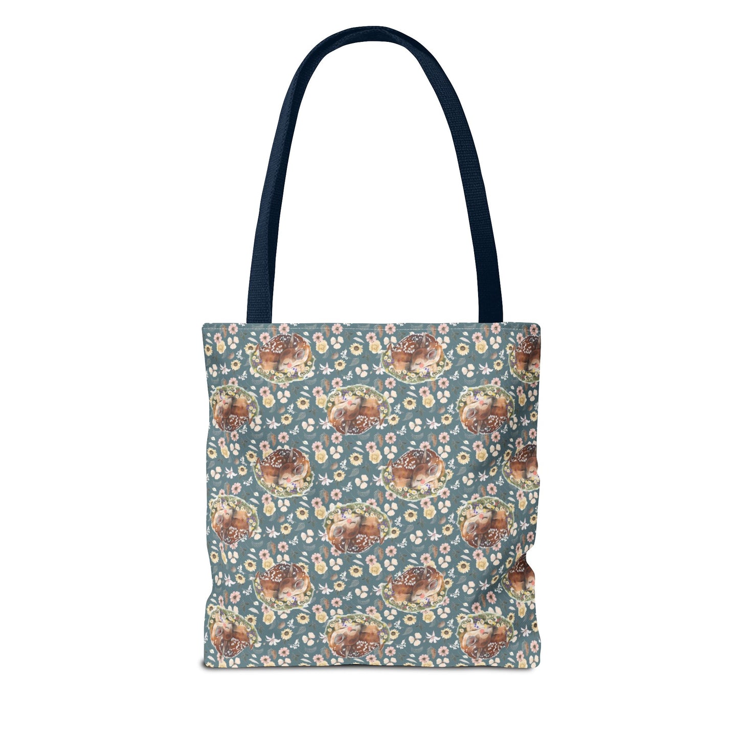 Tote Bag - Turquoise Flowers and Fawns