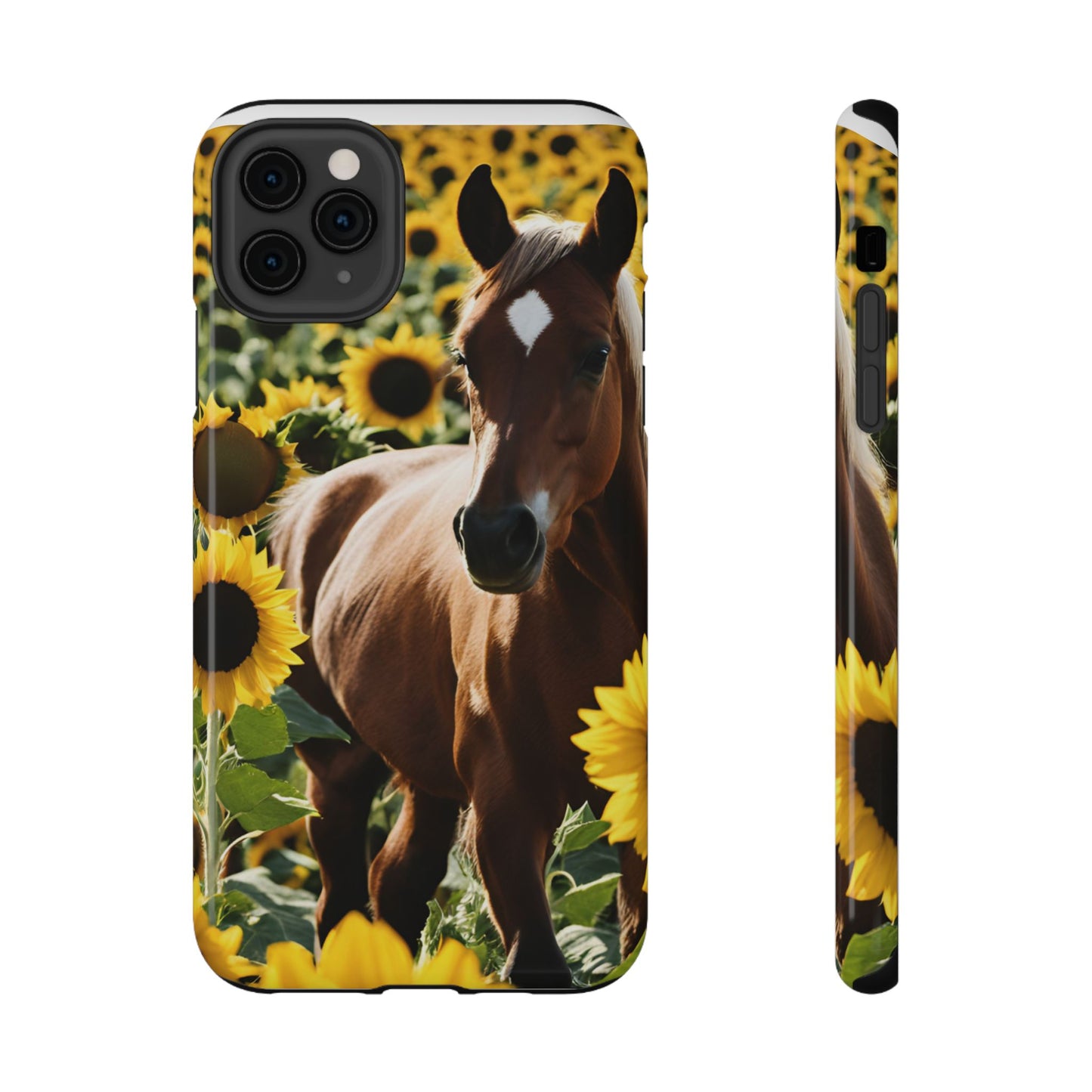 Phone Case - Impact-Resistant - Horse Sunflowers 2