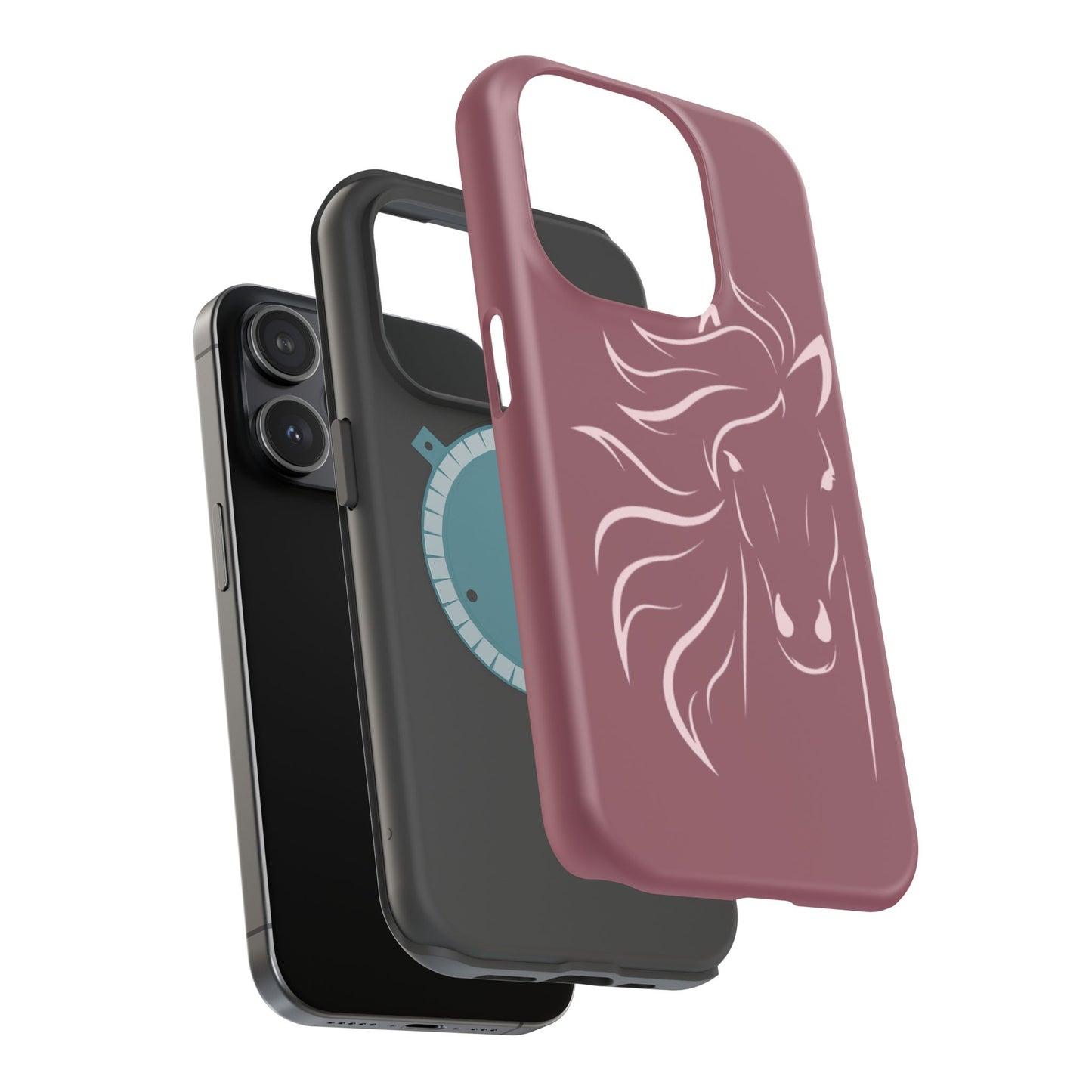 Phone - Magnetic Tough Cases - Pink Horse Outline