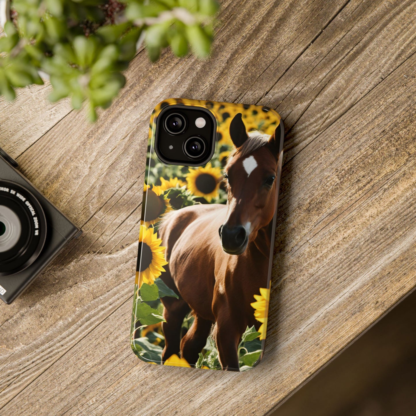 Phone Case - Impact-Resistant - Horse Sunflowers 2