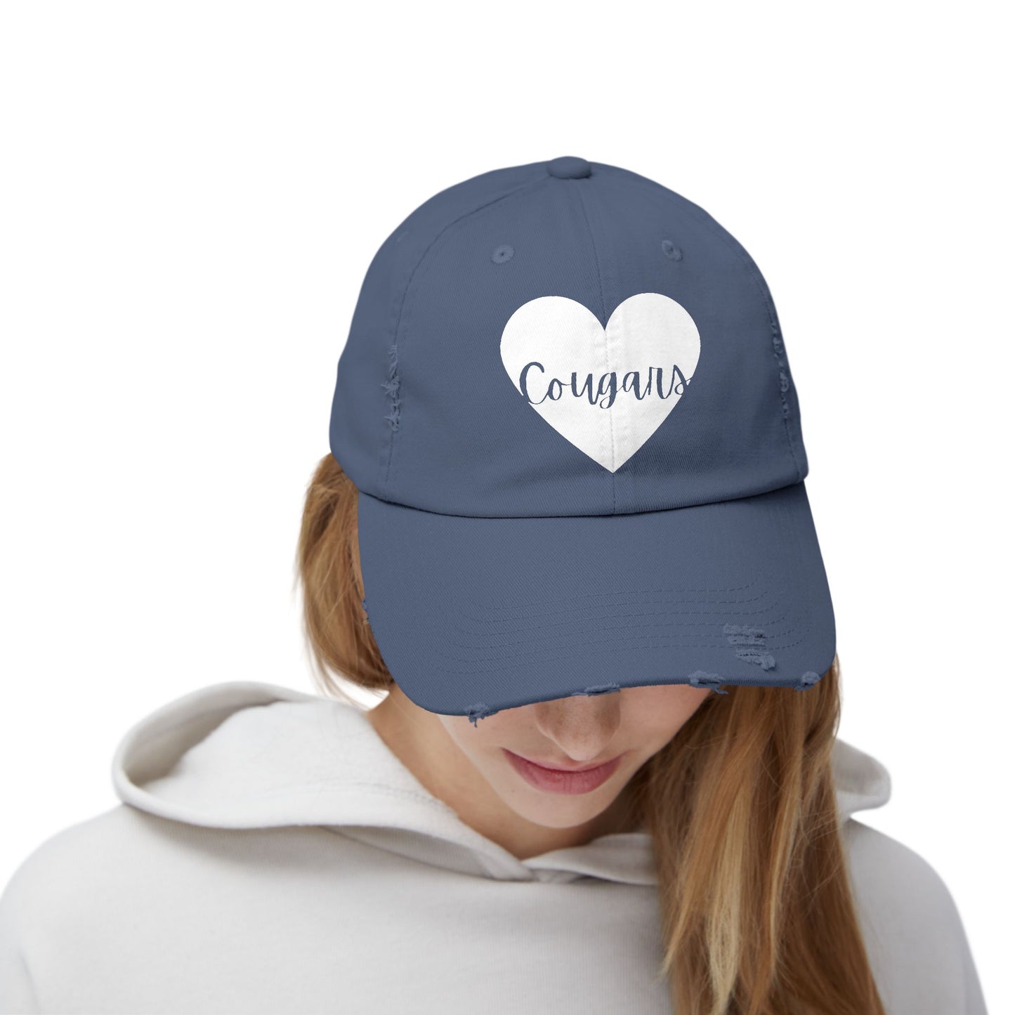 Generic Team Distressed Cap - Cougars Heart