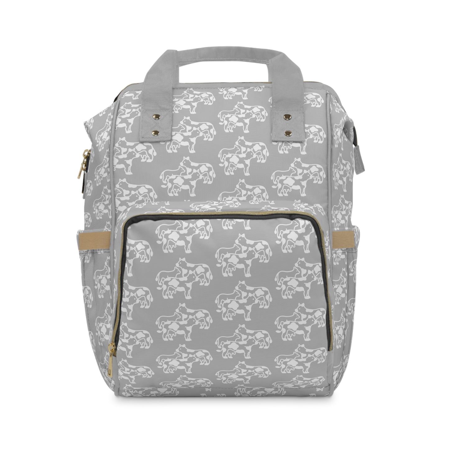 Barnyard Baby Diaper Backpack - Cows Light Gray