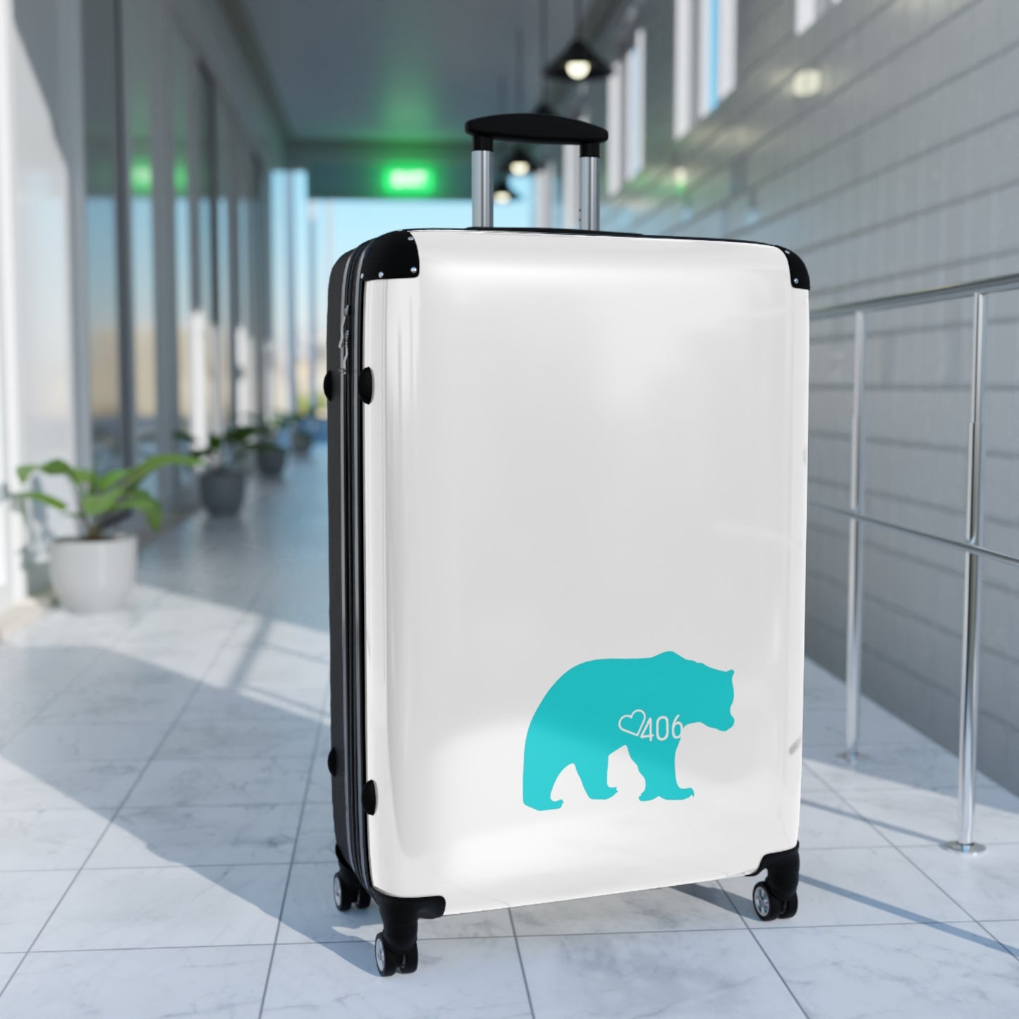 406 Design Hot Pink 90's Inspired Suitcase - Bear