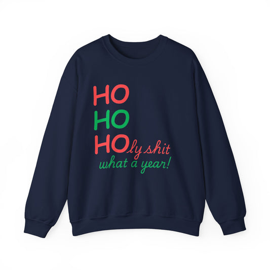 Festive Unisex Crewneck Sweatshirt - Ho Ho Holy Shit