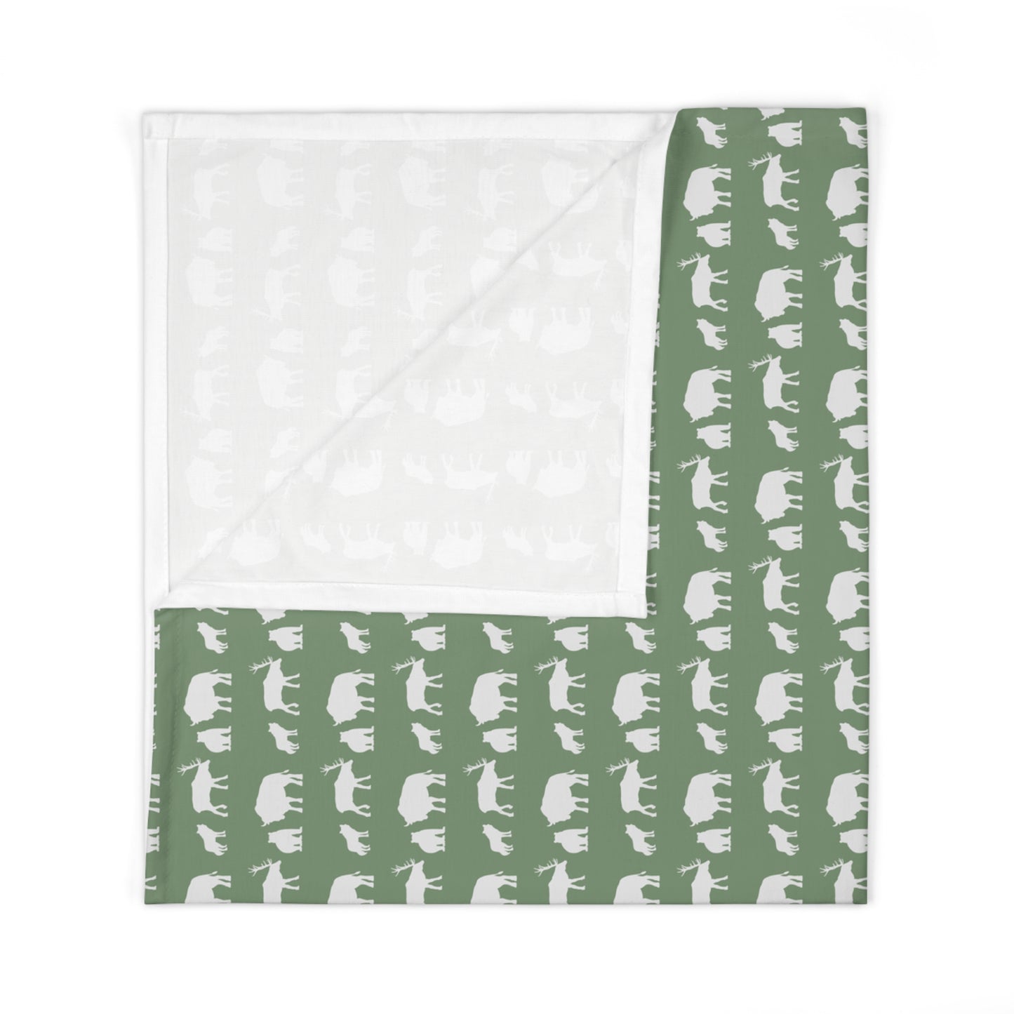 Baby Swaddle Blanket - Sage w/ Mountain Animals in Ice