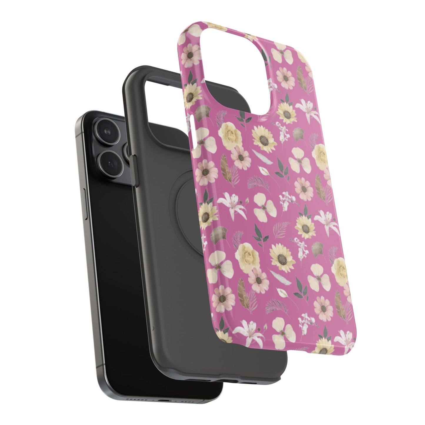 Phone Case - Impact-Resistant - Flower Child Multi & Pink