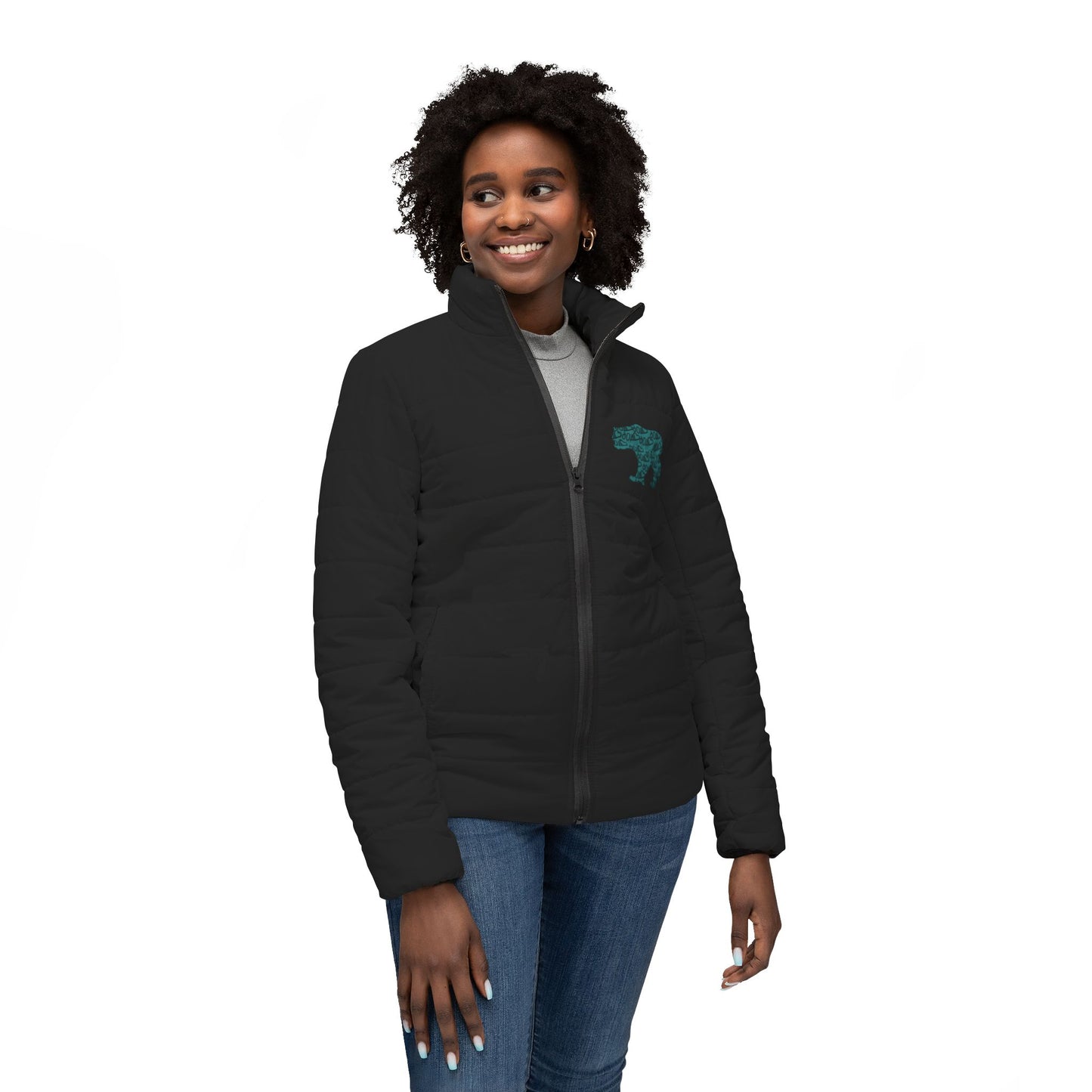 406  Women's Black Puffer Jacket - ITS406 Bear