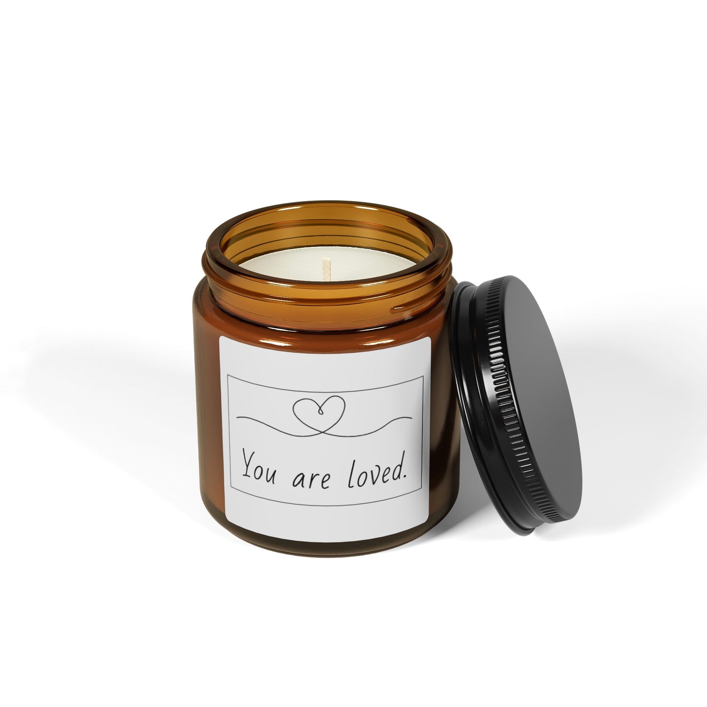 Candle - Scented Soy (Multi-Size, Amber Jar) - "You are loved"