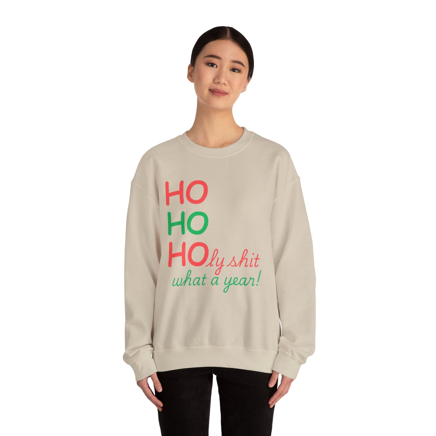 Festive Unisex Crewneck Sweatshirt - Ho Ho Holy Shit