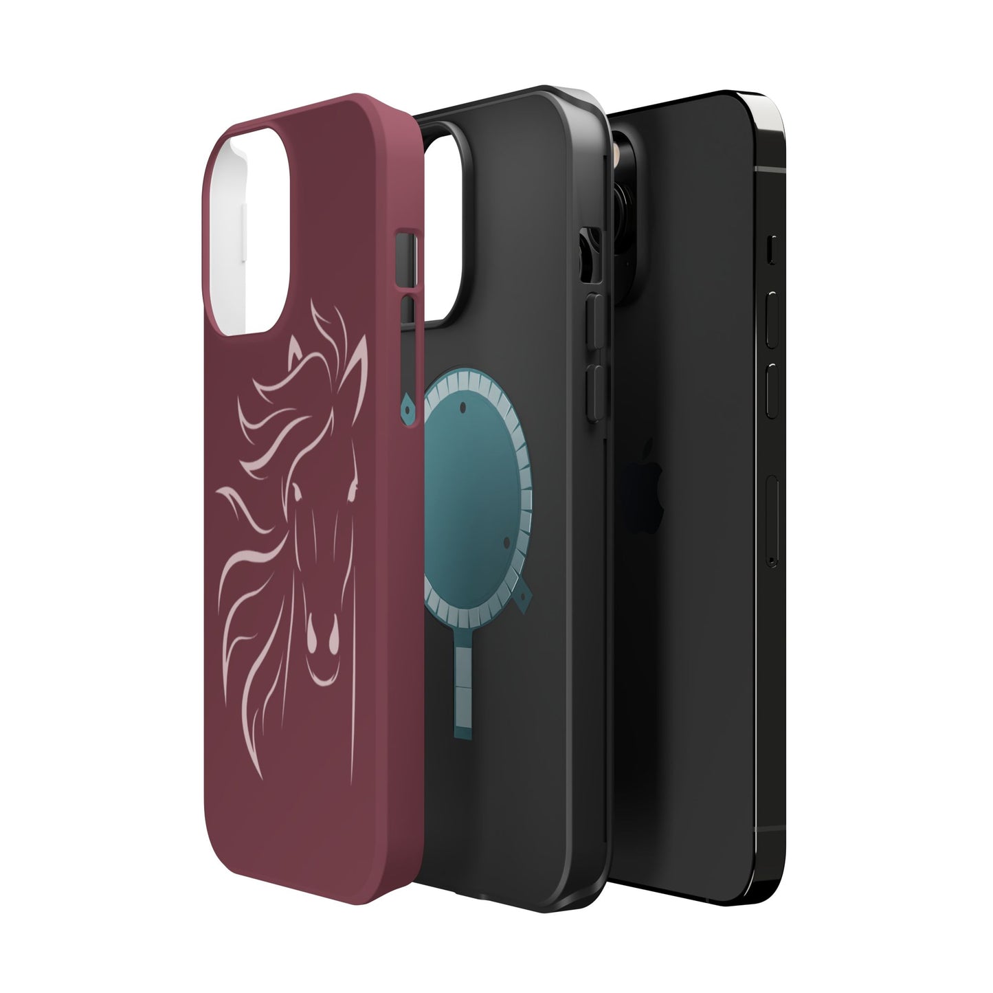 Phone - Magnetic Tough Cases - Pink Horse Outline