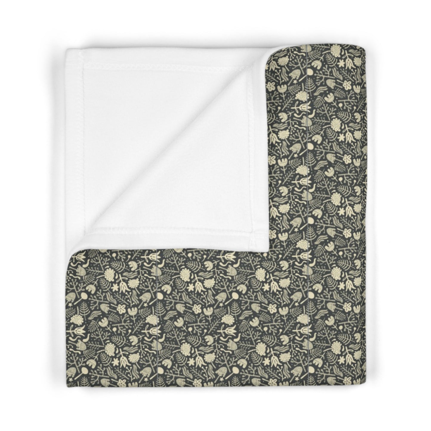 Elegant Soft Fleece Baby Blanket - Black and Yellow Floral Print