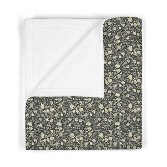 Elegant Soft Fleece Baby Blanket - Black and Yellow Floral Print