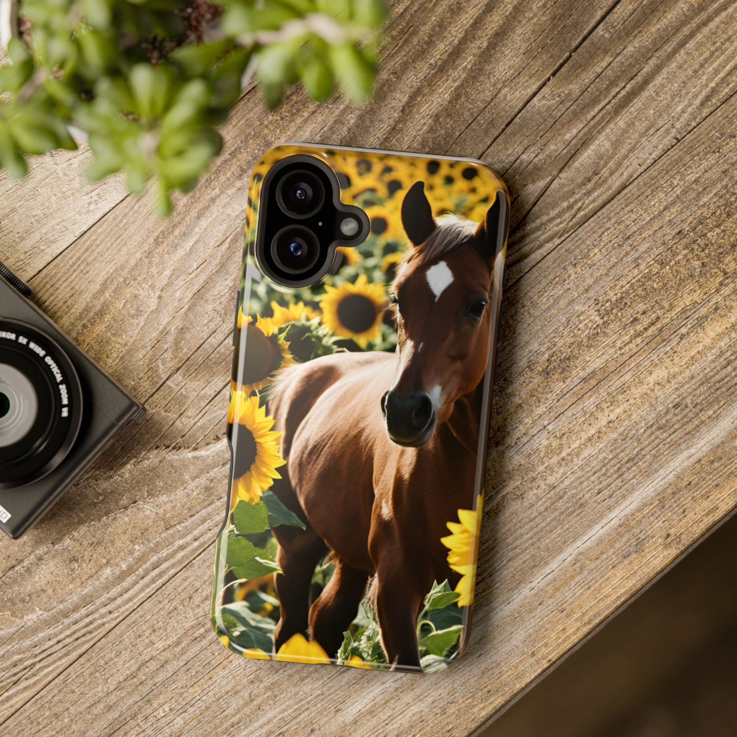 Phone Case - Impact-Resistant - Horse Sunflowers 2