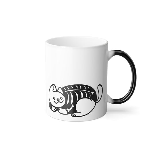 Color Changing Mug, 11oz - Skeleton Cat Halloween