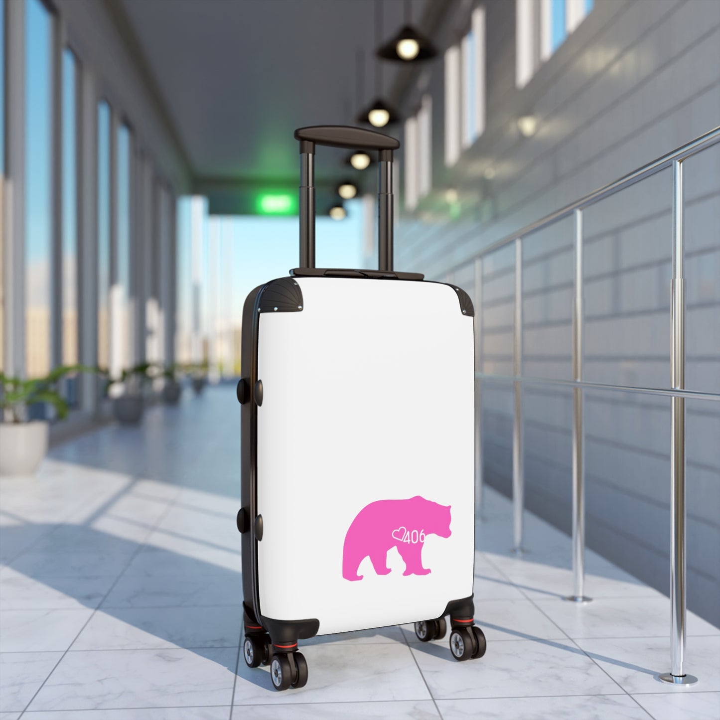 406 Design Hot Pink 90's Inspired Suitcase - Bear