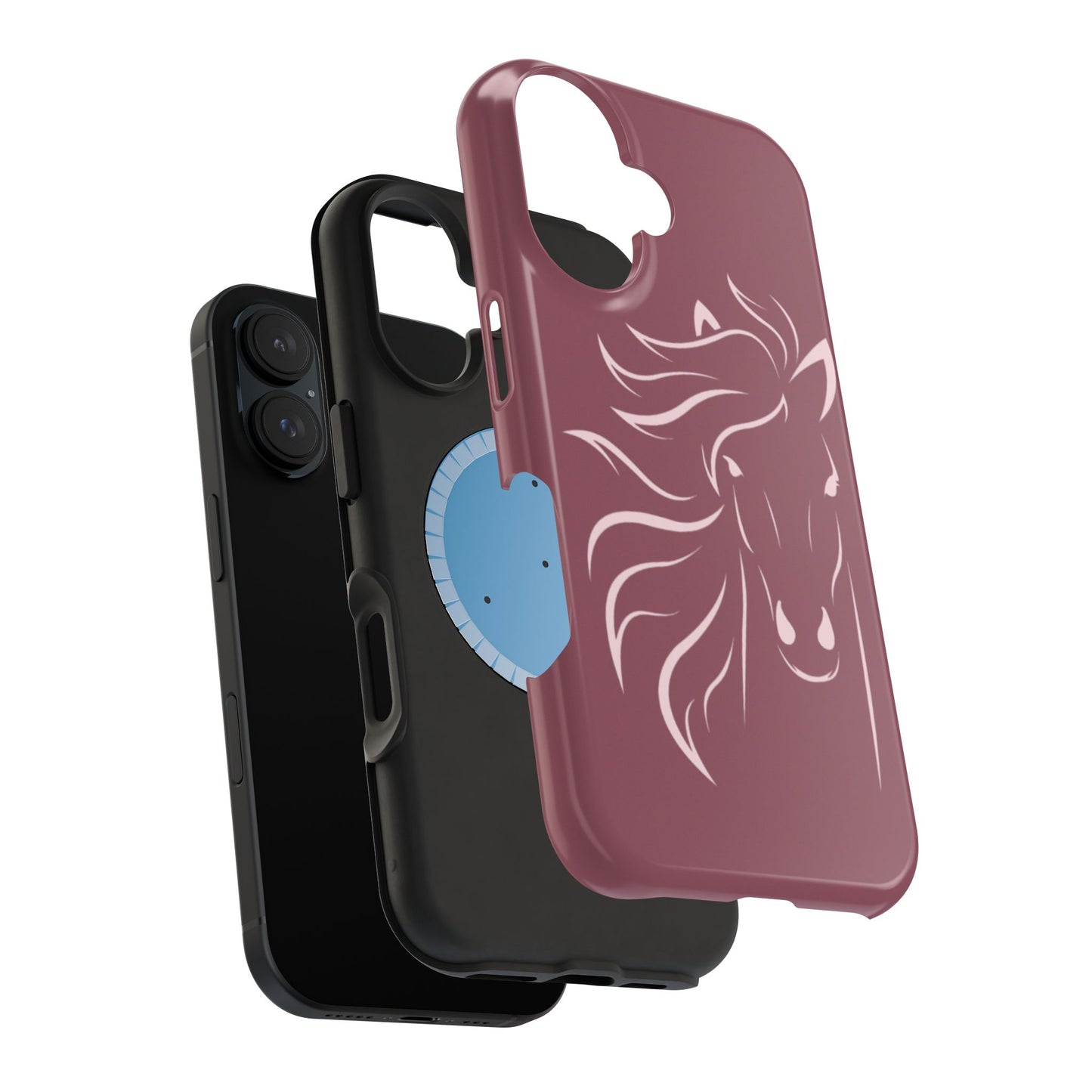 Phone - Magnetic Tough Cases - Pink Horse Outline