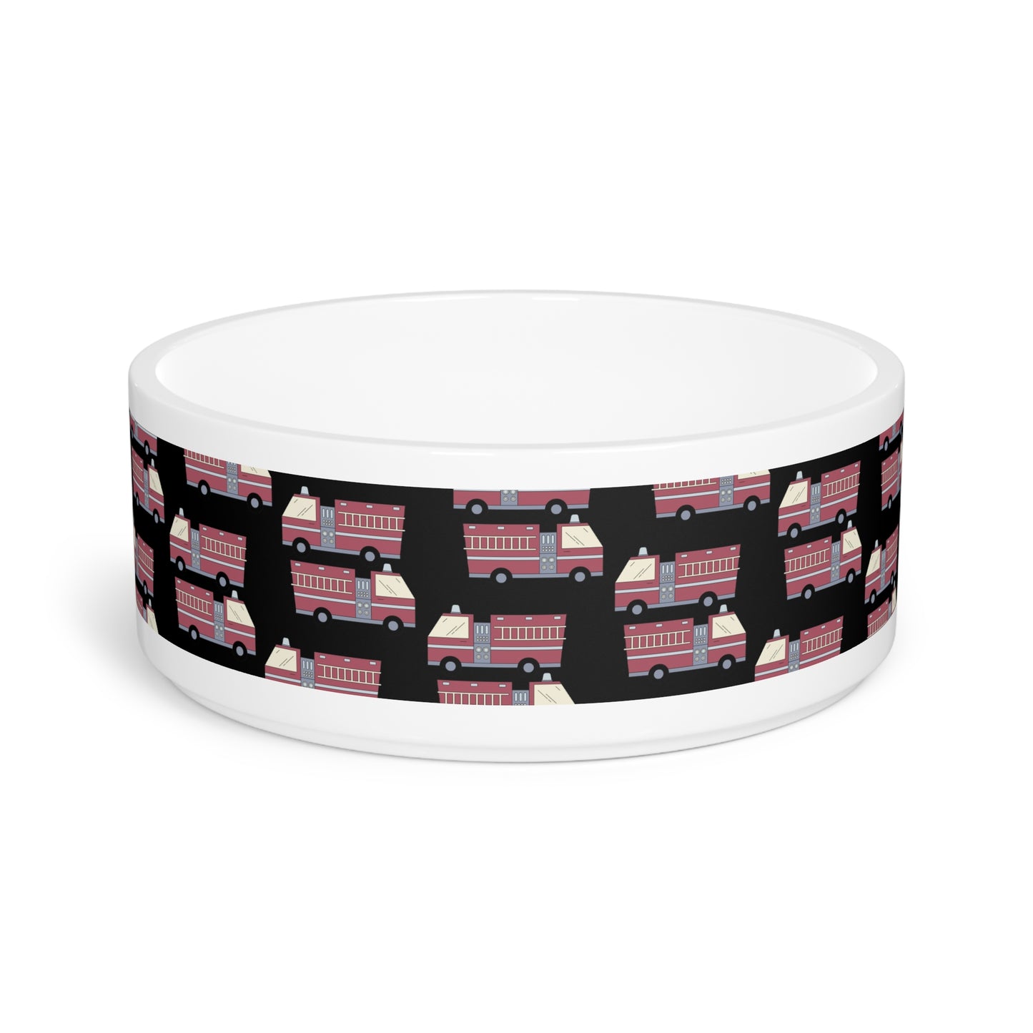 Pet Bowl - Fire Trucks - Blk